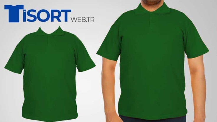 Yesil Polo Yaka Tisort Promosyon Baskili Tisort Sapka