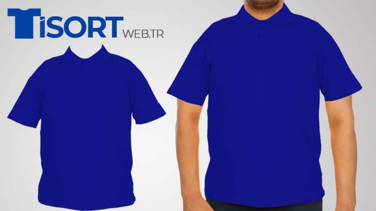Mavi Polo Yaka Tisort Promosyon Baskili Tisort Sapka