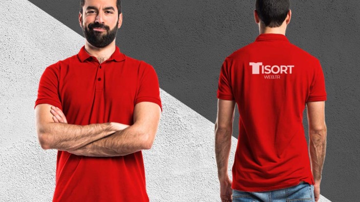 Kirmizi Promosyon Polo Yaka Tisort Promosyon Baskili Tisort Sapka