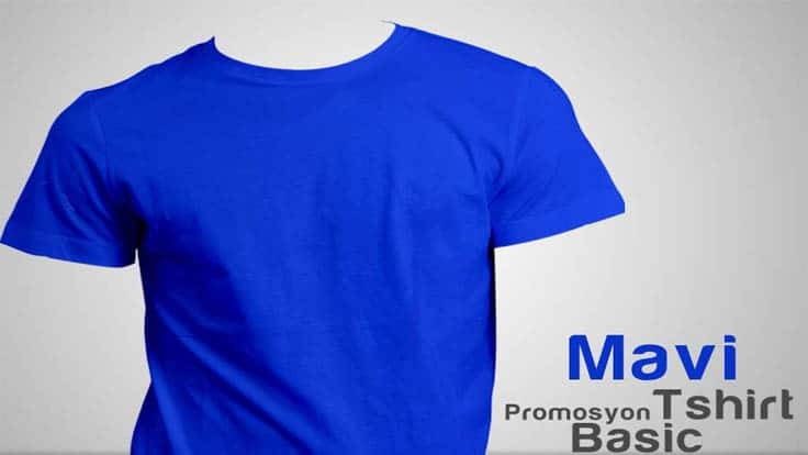 Mavi Promosyon Tisort Promosyon Baskili Tisort Sapka