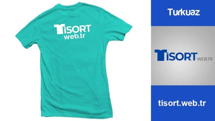 Turkuaz Bisiklet Yaka Promosyon Tisort Promosyon Baskili Tisort Sapka