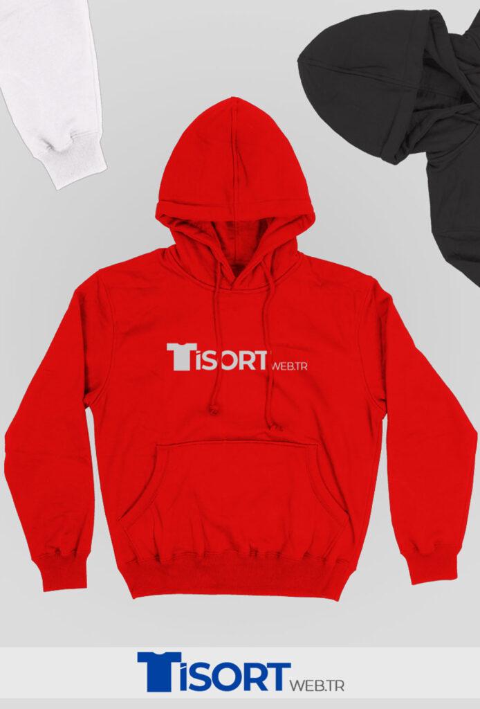 Kırmızı Sweatshirt Baskılı